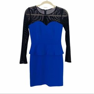JayGodfrey Blue Peplum Mesh Dress Size 2 Cocktail